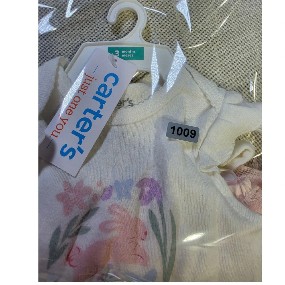 Carters Just One You Baby Girls Bunny Bodysuit and Pink Tulle Tutu Skirt Set 6M